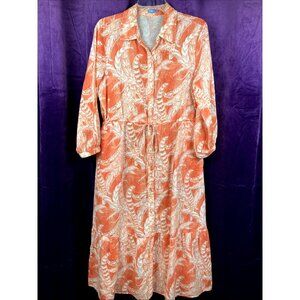 M J. McLaughlin Fern Flower Foley linen blend dress orange + white print